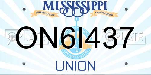 ON6I437 Mississippi License Plate