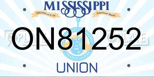 ON81252 Mississippi License Plate