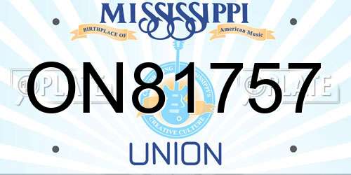 ON81757 Mississippi License Plate