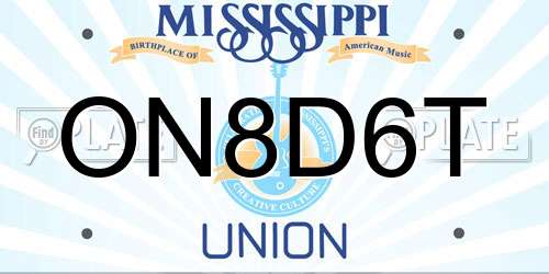 ON8D6T Mississippi License Plate