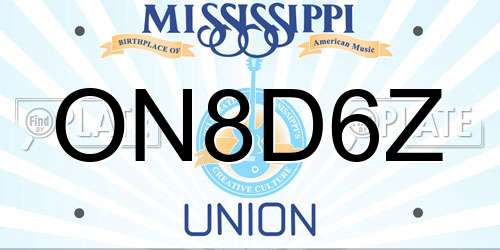 ON8D6Z Mississippi License Plate