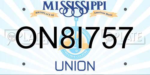 ON8I757 Mississippi License Plate