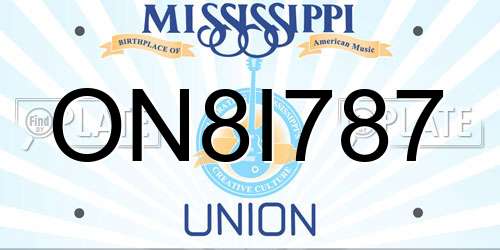 ON8I787 Mississippi License Plate