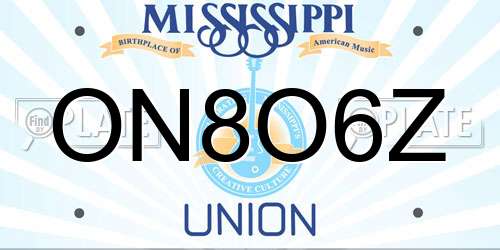 ON8O6Z Mississippi License Plate