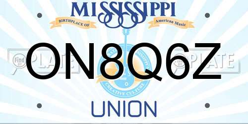 ON8Q6Z Mississippi License Plate
