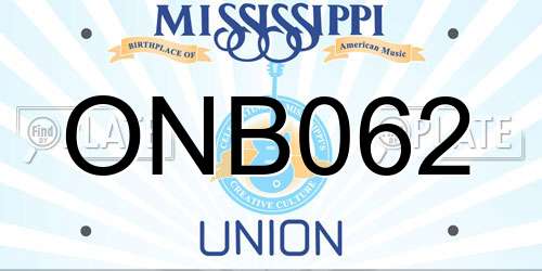 ONB062 Mississippi License Plate