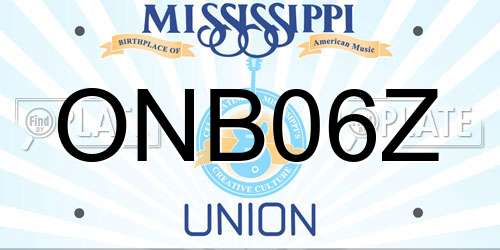ONB06Z Mississippi License Plate