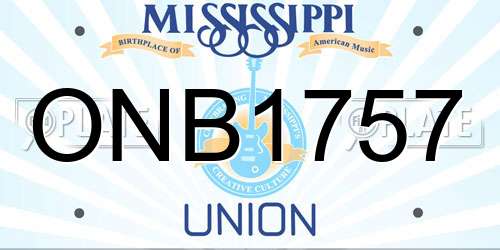 ONB1757 Mississippi License Plate