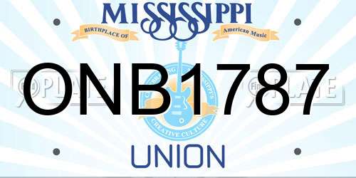 ONB1787 Mississippi License Plate