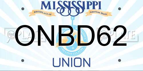 ONBD62 Mississippi License Plate