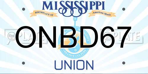ONBD67 Mississippi License Plate