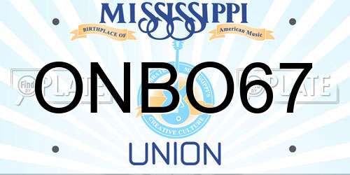 ONBO67 Mississippi License Plate