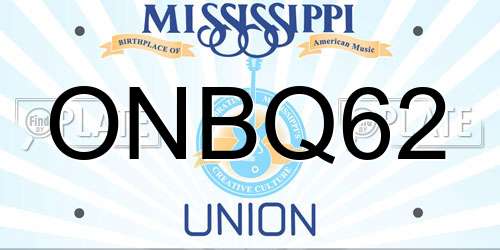 ONBQ62 Mississippi License Plate