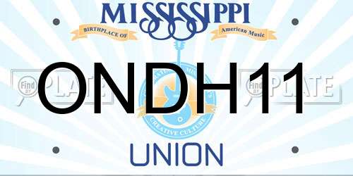 ONDH11 Mississippi License Plate