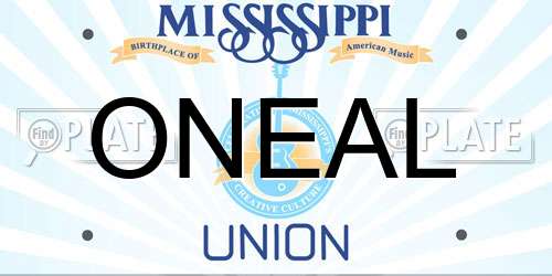 ONEAL Mississippi License Plate