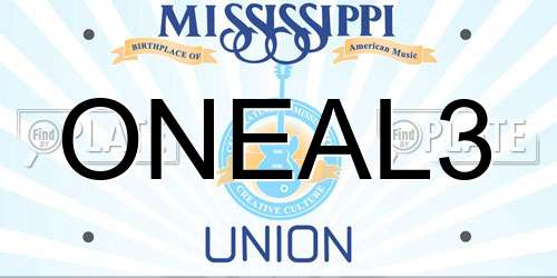 ONEAL3 Mississippi License Plate
