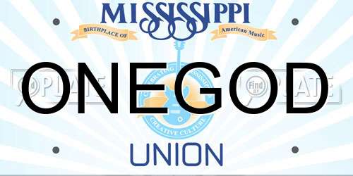 ONEGOD Mississippi License Plate