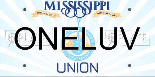 ONELUV Mississippi License Plate