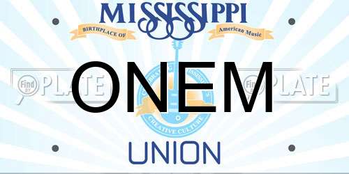 ONEM Mississippi License Plate