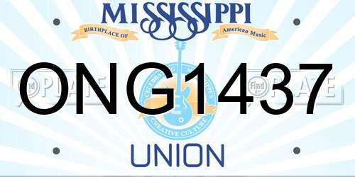 ONG1437 Mississippi License Plate