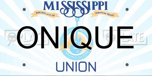ONIQUE Mississippi License Plate