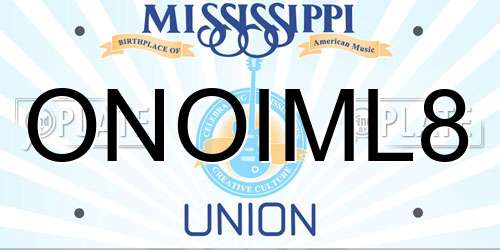 ONOIML8 Mississippi License Plate