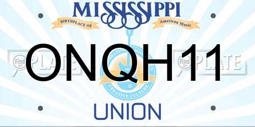 ONQH11 Mississippi License Plate