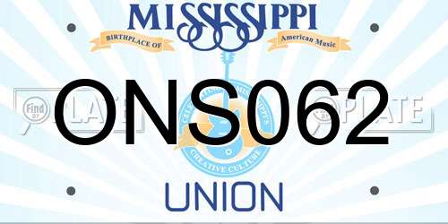 ONS062 Mississippi License Plate