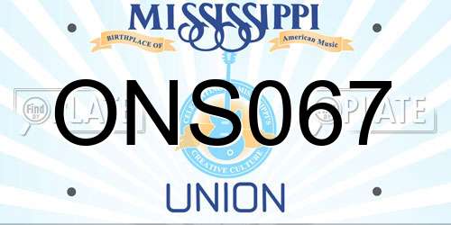 ONS067 Mississippi License Plate