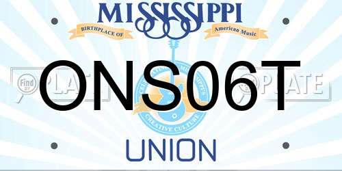 ONS06T Mississippi License Plate