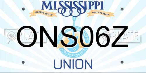 ONS06Z Mississippi License Plate