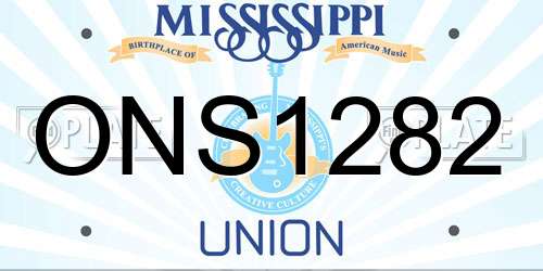 ONS1282 Mississippi License Plate