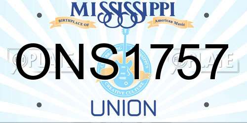 ONS1757 Mississippi License Plate