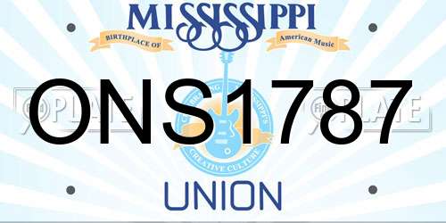 ONS1787 Mississippi License Plate