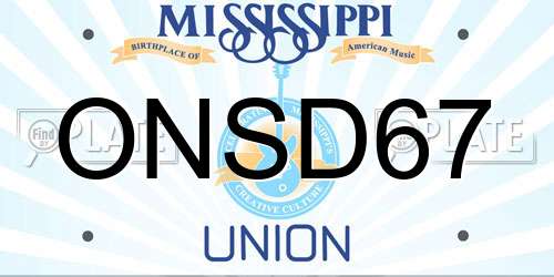 ONSD67 Mississippi License Plate