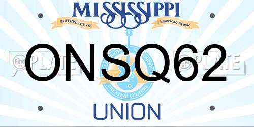 ONSQ62 Mississippi License Plate