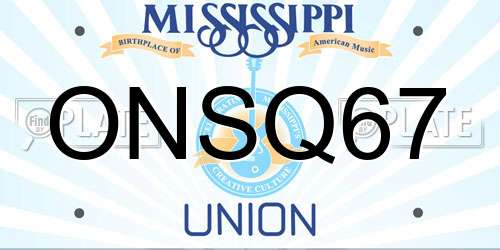 ONSQ67 Mississippi License Plate