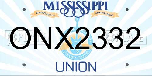 ONX2332 Mississippi License Plate