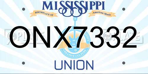 ONX7332 Mississippi License Plate