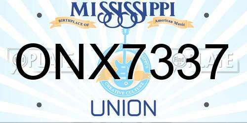 ONX7337 Mississippi License Plate