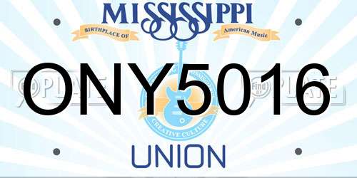 ONY5016 Mississippi License Plate