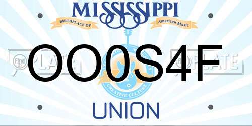OO0S4F Mississippi License Plate