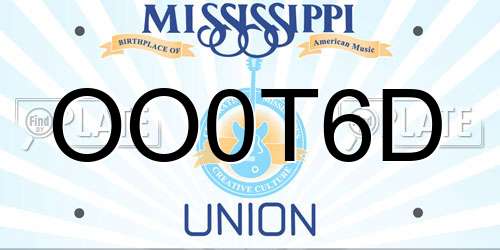 OO0T6D Mississippi License Plate