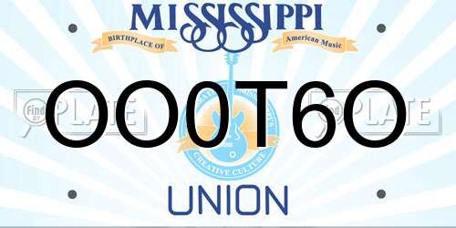OO0T6O Mississippi License Plate