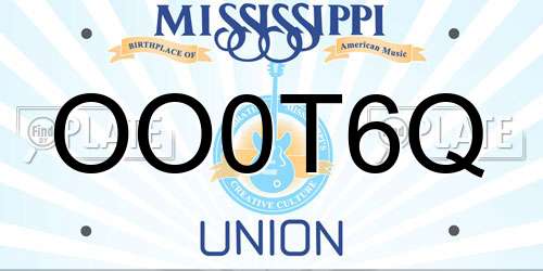 OO0T6Q Mississippi License Plate
