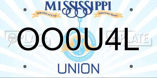 OO0U4L Mississippi License Plate