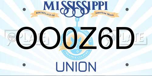 OO0Z6D Mississippi License Plate