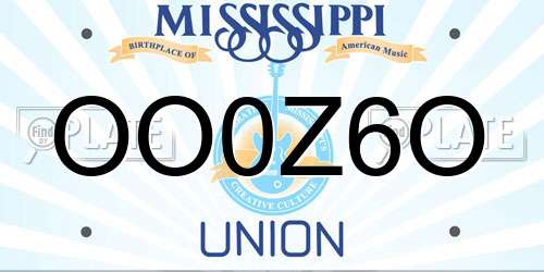 OO0Z6O Mississippi License Plate