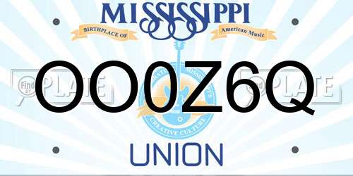 OO0Z6Q Mississippi License Plate
