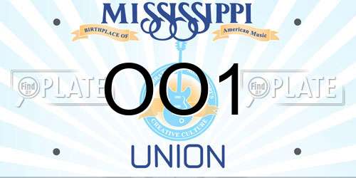 OO1 Mississippi License Plate